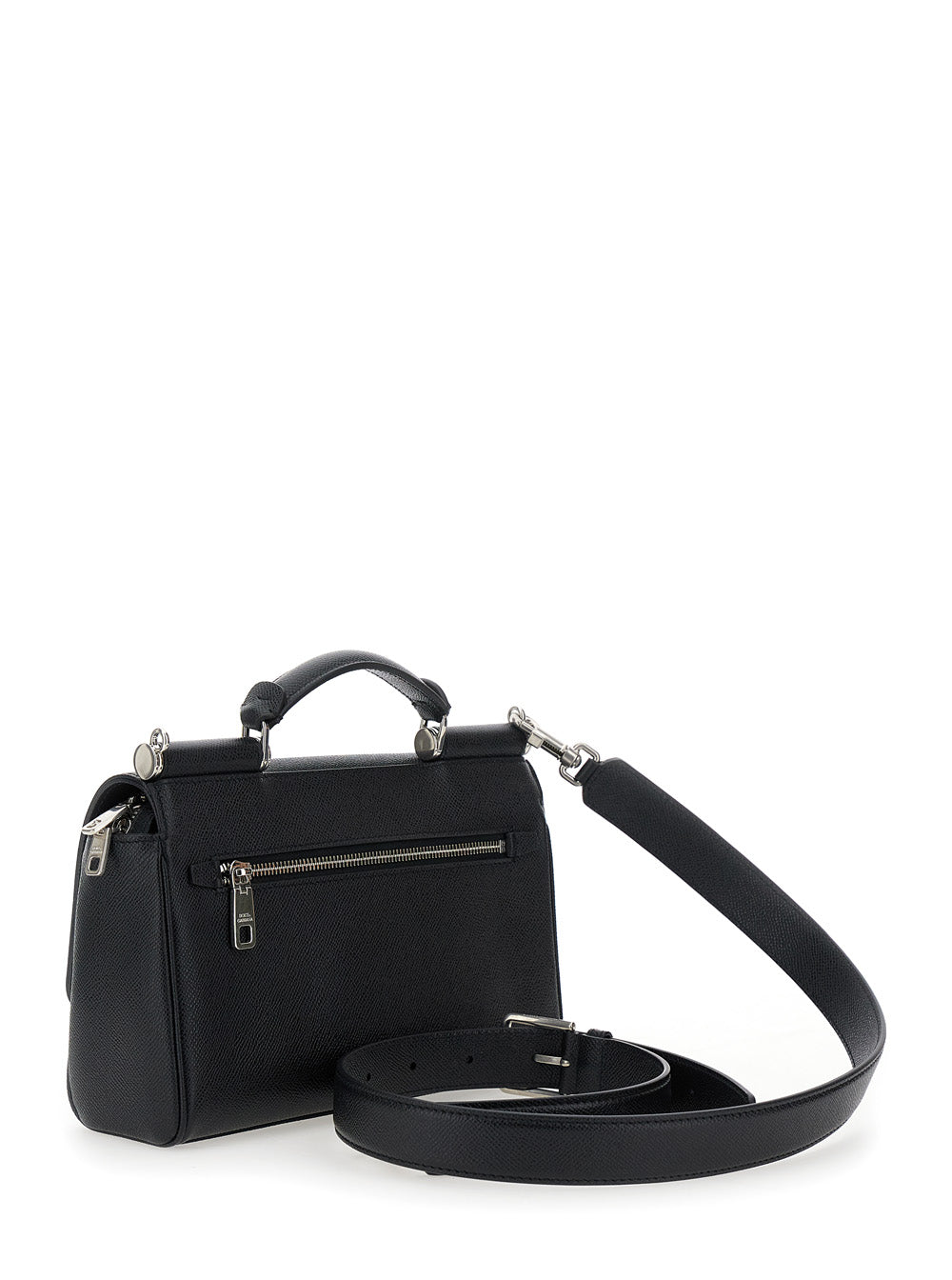 Dolce & Gabbana Men 'Sicily' Black Crossbody Bag With Adjustable And Removable Shoulder Strap And Logo Plaque On The Front In Leather Man