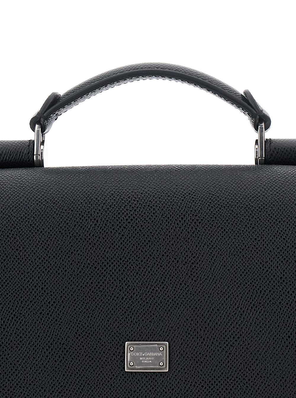 Dolce & Gabbana Men 'Sicily' Black Crossbody Bag With Adjustable And Removable Shoulder Strap And Logo Plaque On The Front In Leather Man