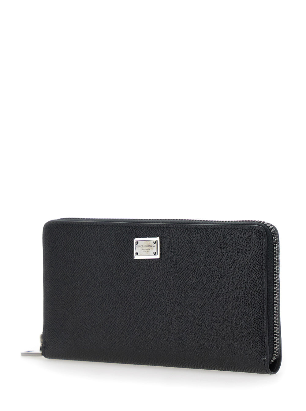 Dolce & Gabbana Men Black Wallet With Logo Plaque On The Front In Grained Leather Man