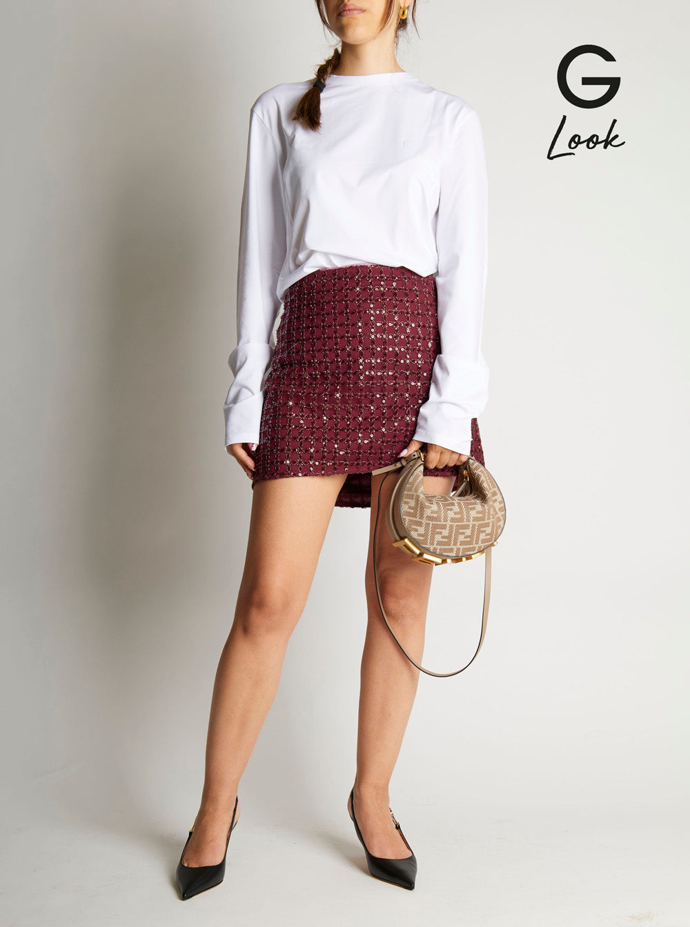 Fendi Women 'Fendigraphy' Beige Mini Handbag With All-Over Ff Motif And Metal Lettering Logo On The Bottom In Cotton Woman