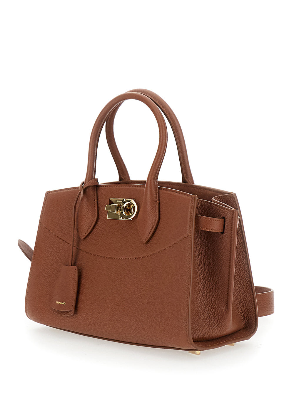 Ferragamo Women 'Soft' Brown Handbag With Adjustable And Removable Shoulder Strap And Removable Logo Tag On The Front In Leather Woman