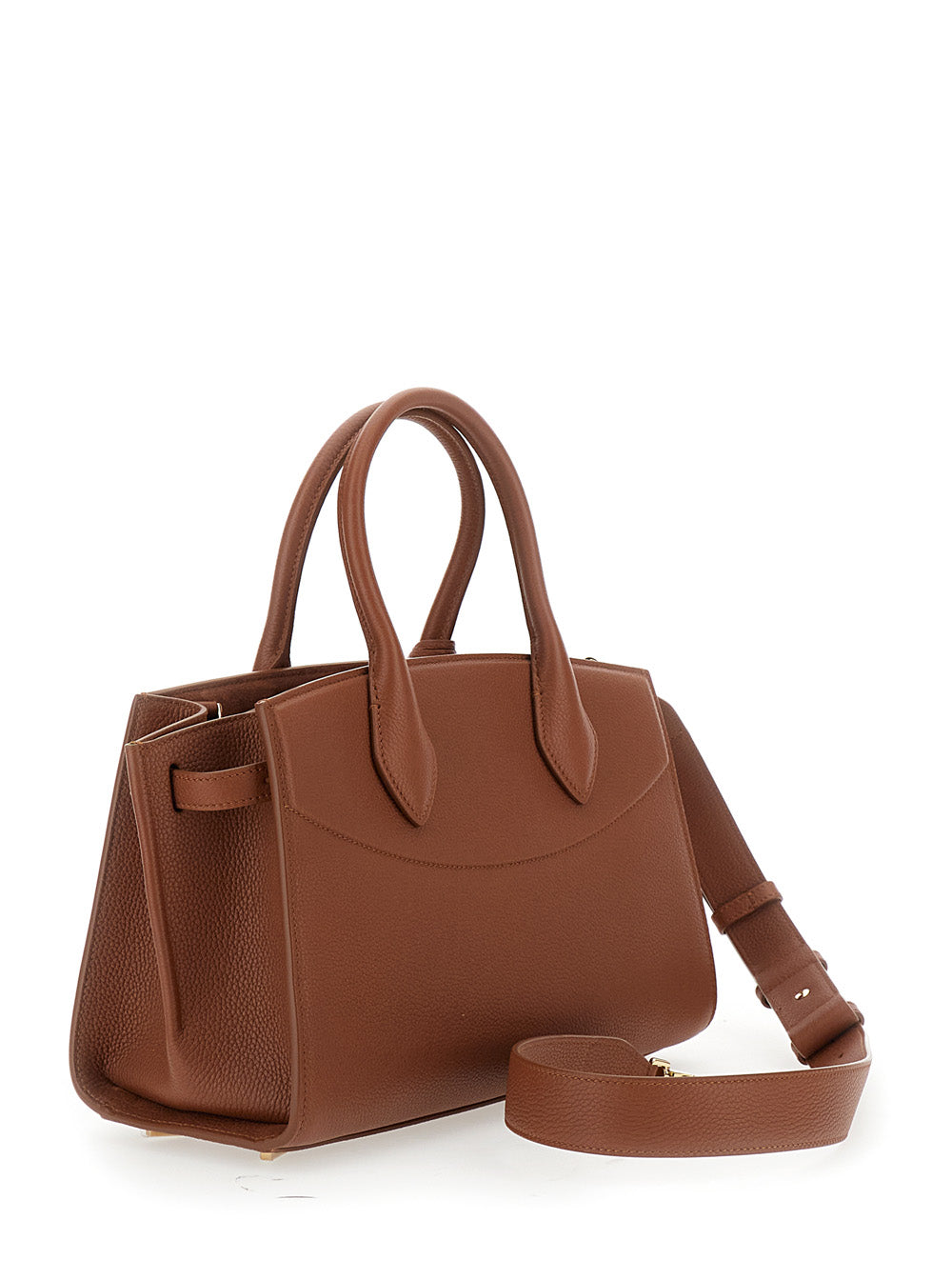Ferragamo Women 'Soft' Brown Handbag With Adjustable And Removable Shoulder Strap And Removable Logo Tag On The Front In Leather Woman