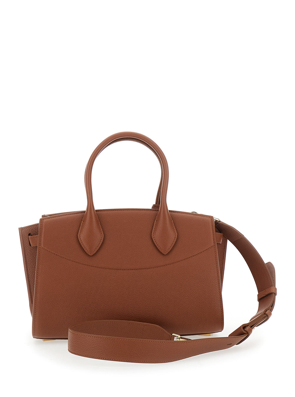 Ferragamo Women 'Soft' Brown Handbag With Adjustable And Removable Shoulder Strap And Removable Logo Tag On The Front In Leather Woman