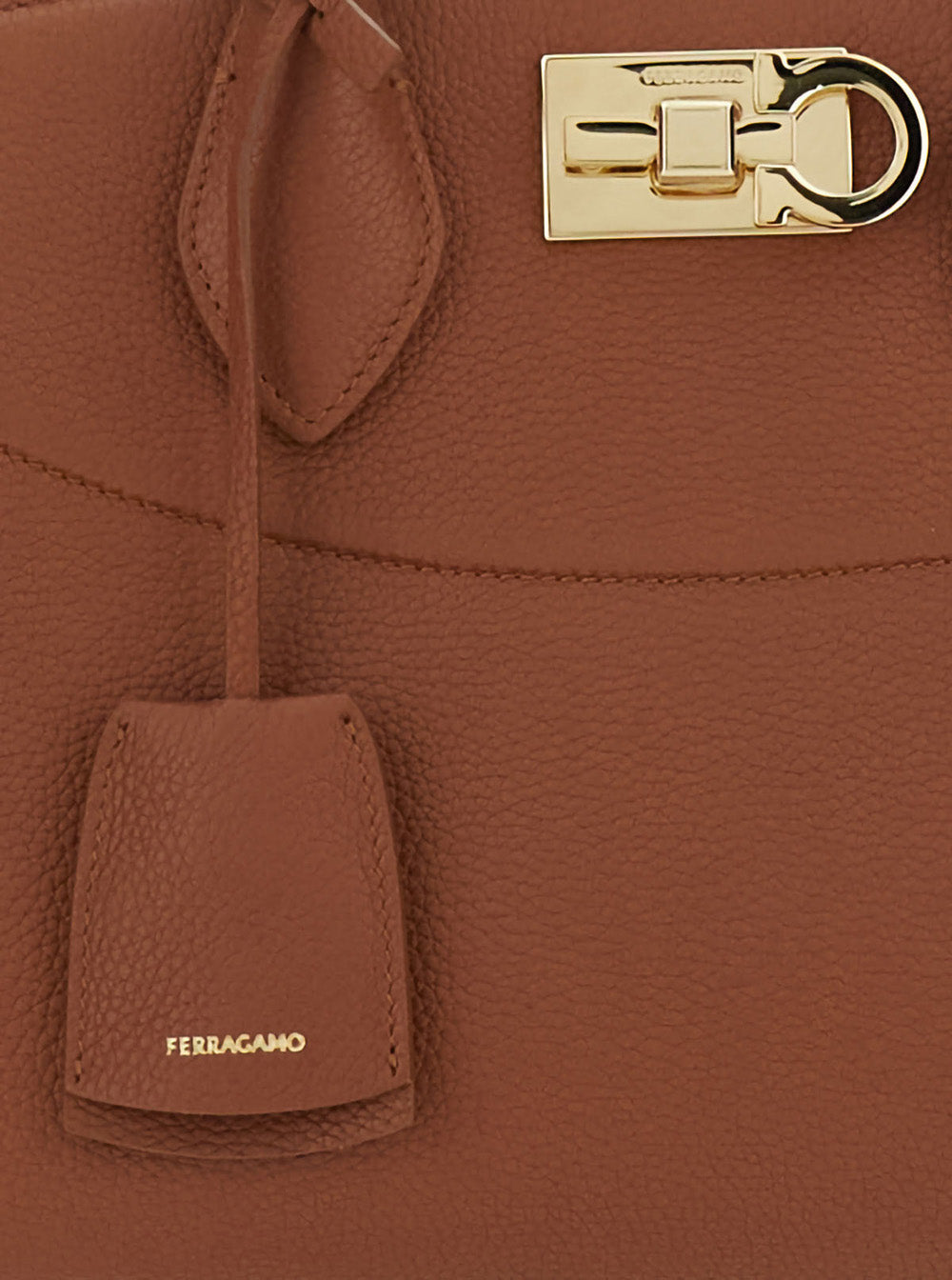 Ferragamo Women 'Soft' Brown Handbag With Adjustable And Removable Shoulder Strap And Removable Logo Tag On The Front In Leather Woman