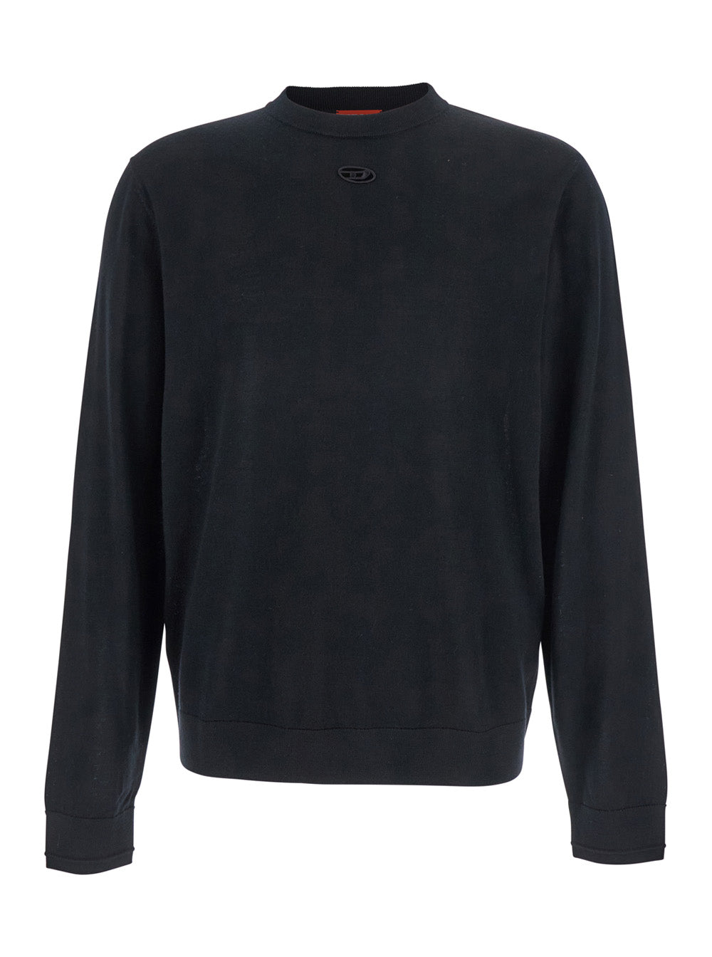 Diesel Men 'K-Valiam' Black Crewneck Sweater With Logo Embroidery On The Front In Wool Man