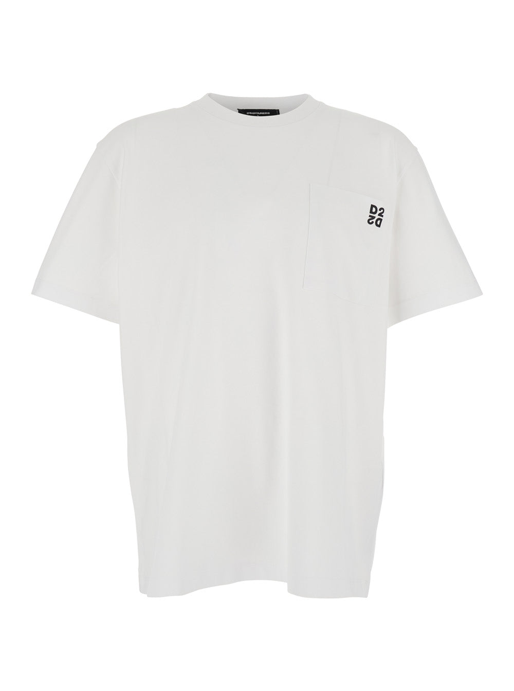Dsquared2 Men Black And White Set Of Two T-Shirts With Logo On The Front In Cotton Man