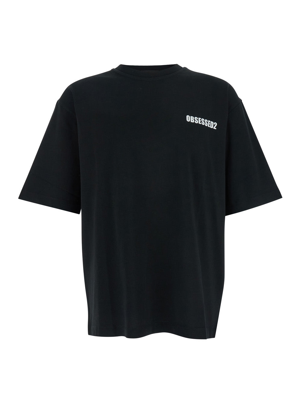 Dsquared2 Men Black T-Shirt With Logo On The Front In Cotton Man