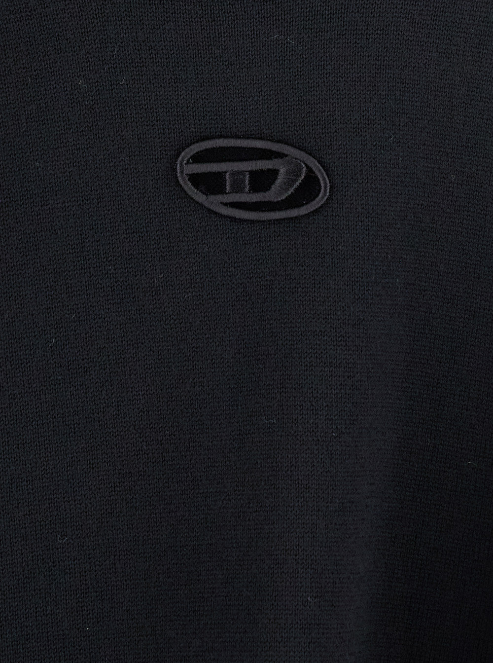 Diesel Men 'K-Valiam' Black Crewneck Sweater With Logo Embroidery On The Front In Wool Man