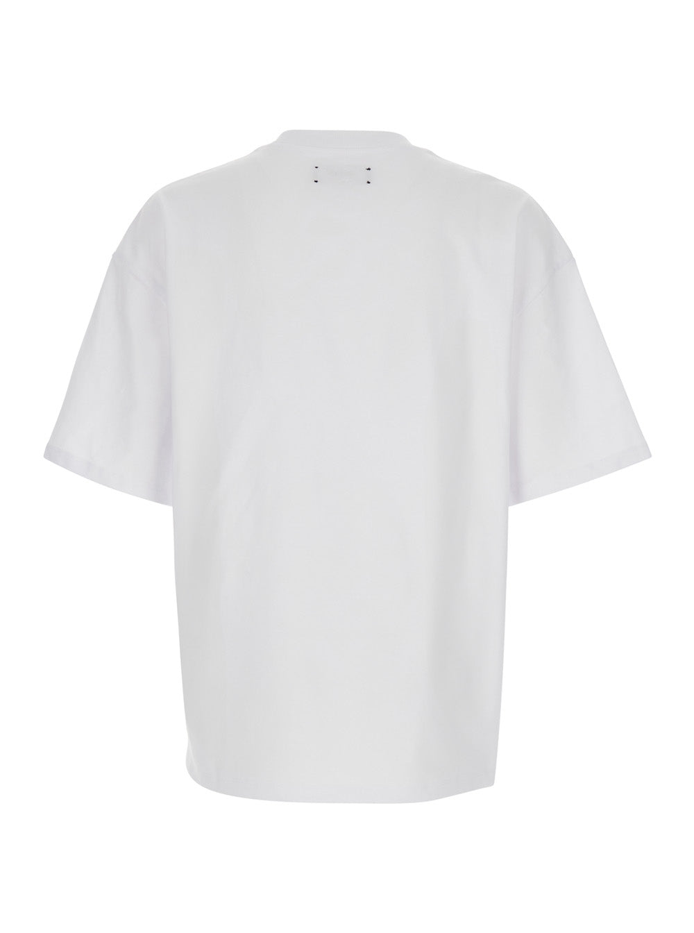 Amiri Men White Crewneck T-Shirt With Logo Embossed On Front In Cotton Man