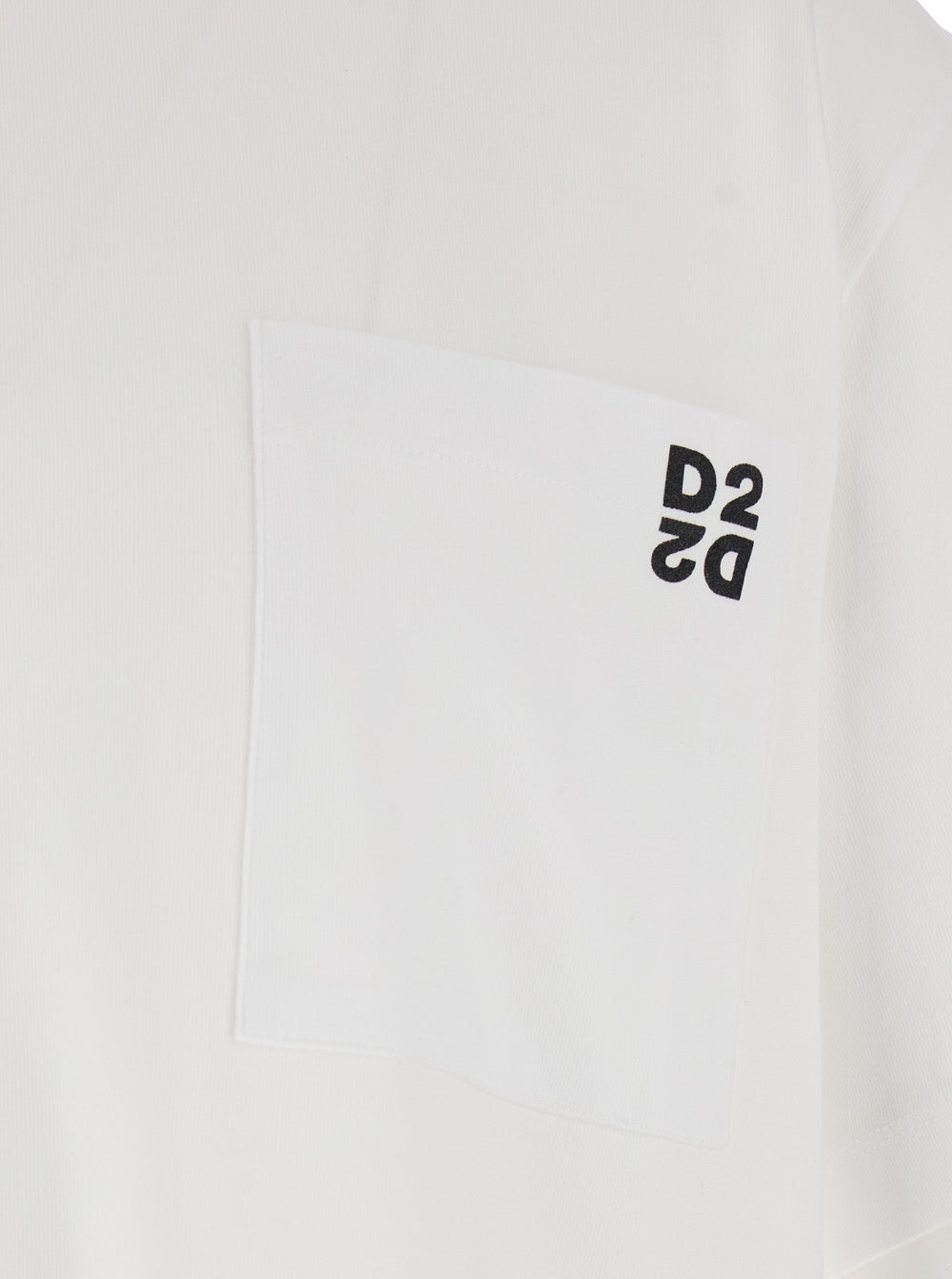 Dsquared2 Men Black And White Set Of Two T-Shirts With Logo On The Front In Cotton Man