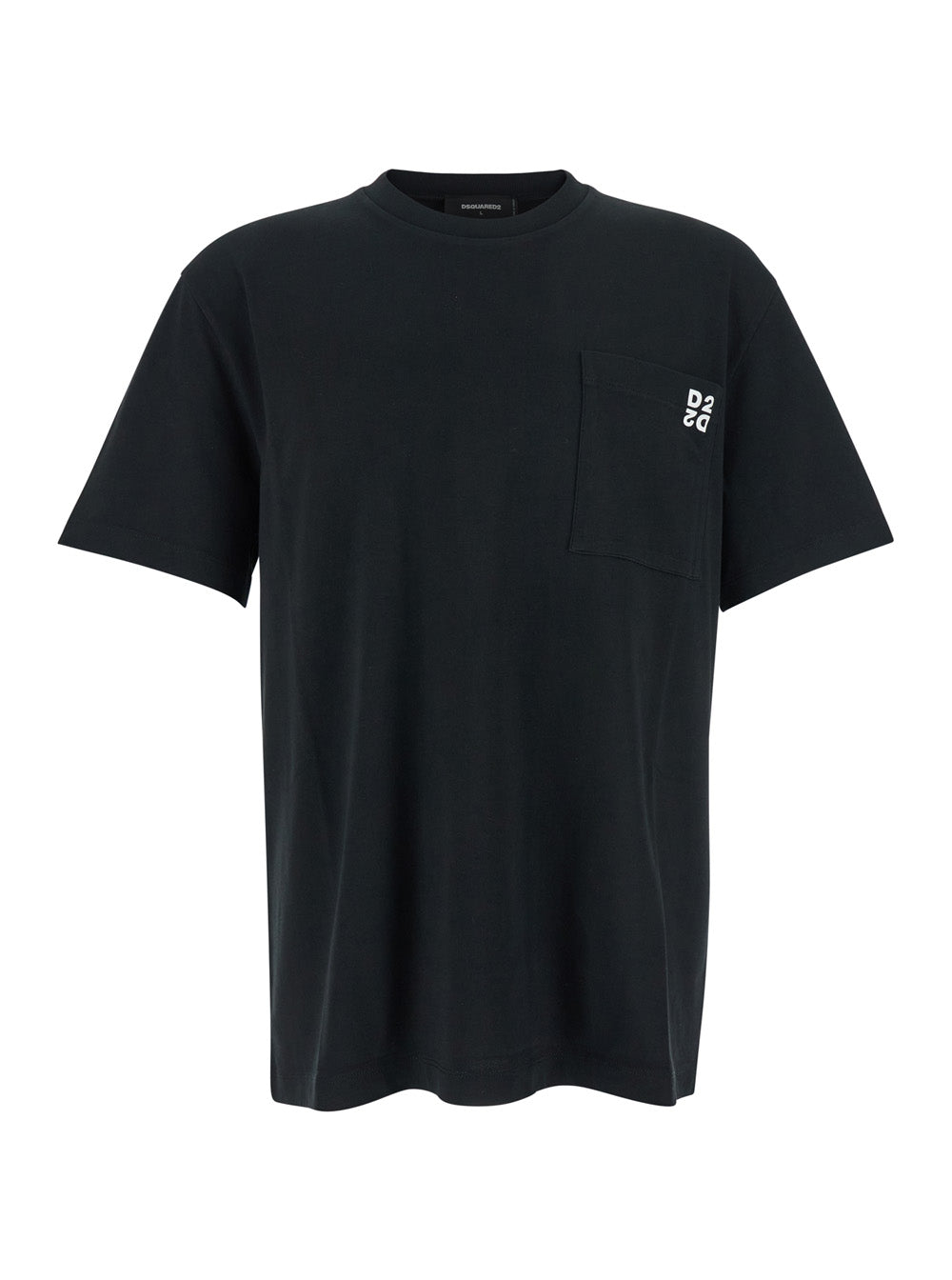 Dsquared2 Men Black And White Set Of Two T-Shirts With Logo On The Front In Cotton Man