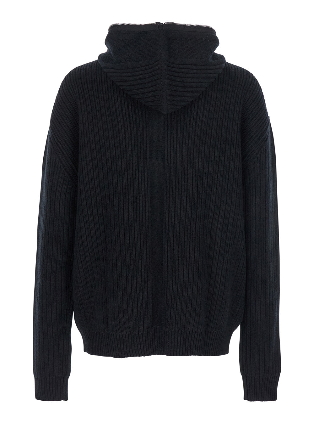 Rick Owens Men Black Hooded Sweatshirt With Front Zip Closure In Wool Man