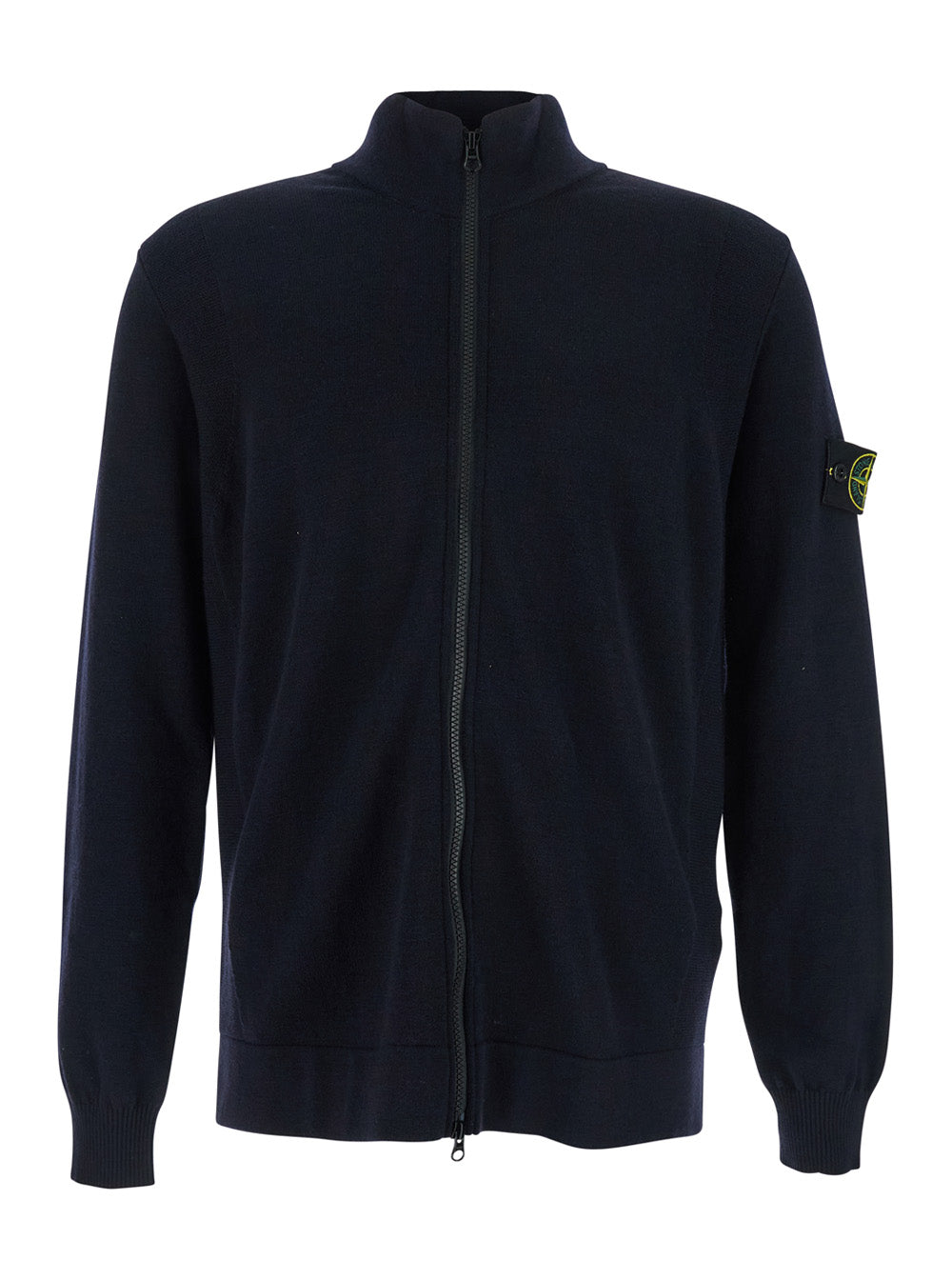 Stone Island Men Blue Cardigan With Removable Compass Logo Applied On The Sleeve In Cotton Man