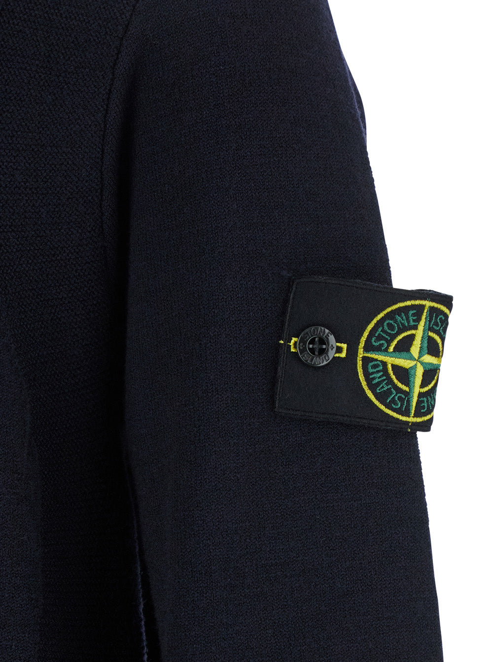Stone Island Men Blue Cardigan With Removable Compass Logo Applied On The Sleeve In Cotton Man