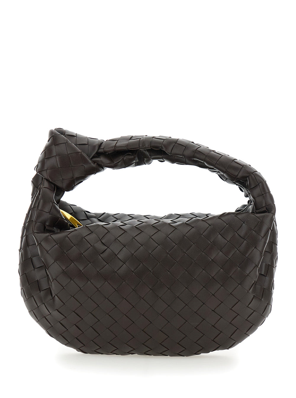 Bottega Veneta Women 'Jodie' Brown Small Shoulder Bag With Knot Detail And Intrecciato Motif In Leather Woman