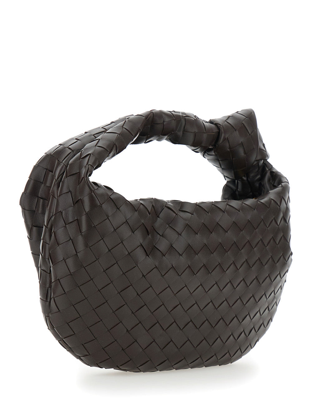 Bottega Veneta Women 'Jodie' Brown Small Shoulder Bag With Knot Detail And Intrecciato Motif In Leather Woman