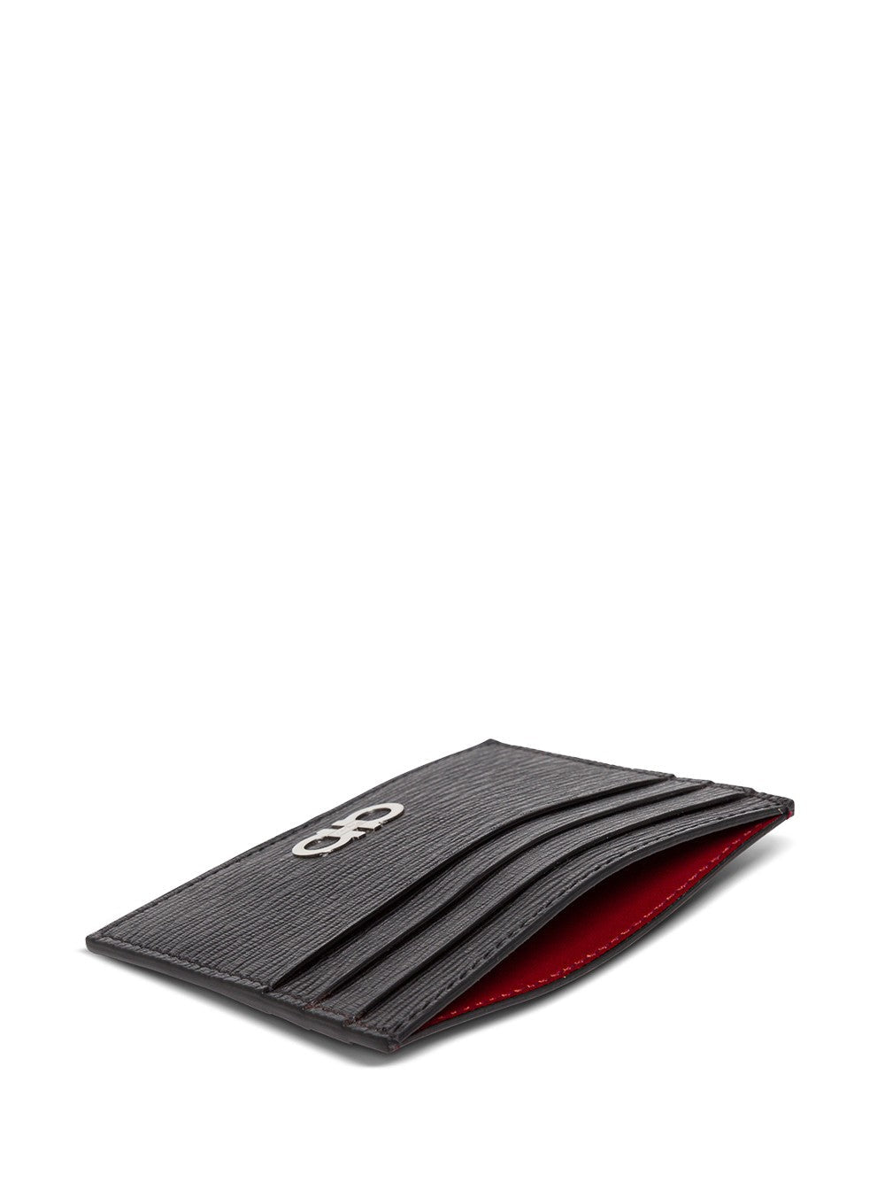 Ferragamo Men Salvatore Ferragamo Man's Revival Black  Leather Card Holder With Gancini Buckle