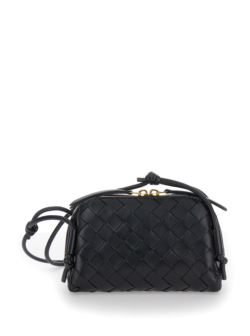 Bottega Veneta Women 'Concert' Black Crossbody Bag With Intreccio Motif In Leather Woman