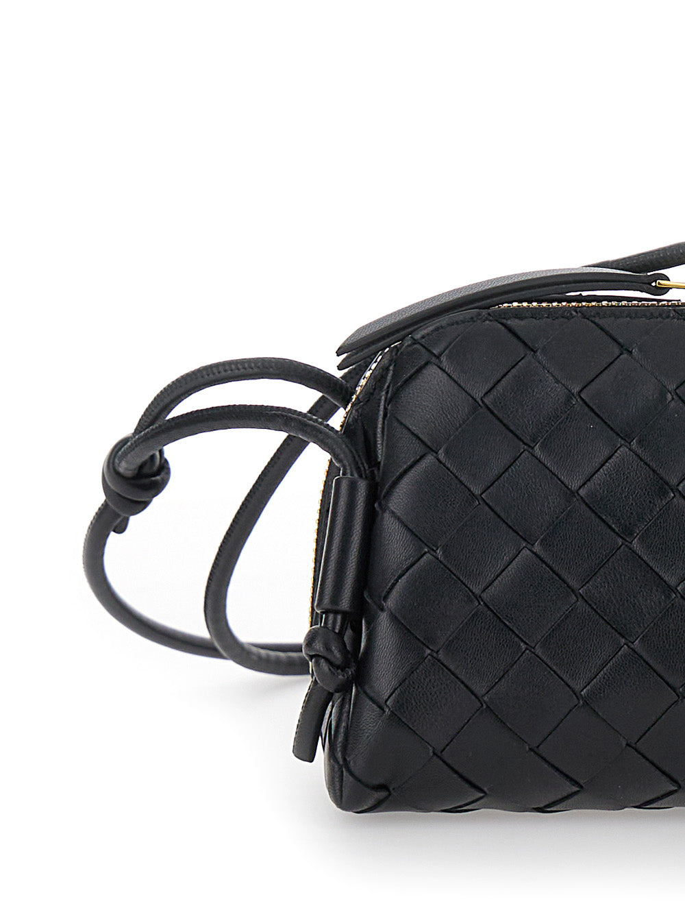 Bottega Veneta Women 'Concert' Black Crossbody Bag With Intreccio Motif In Leather Woman