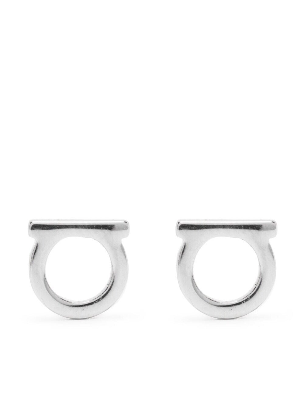 Brincos Ferragamo Gancini prateados em latão para mulheres