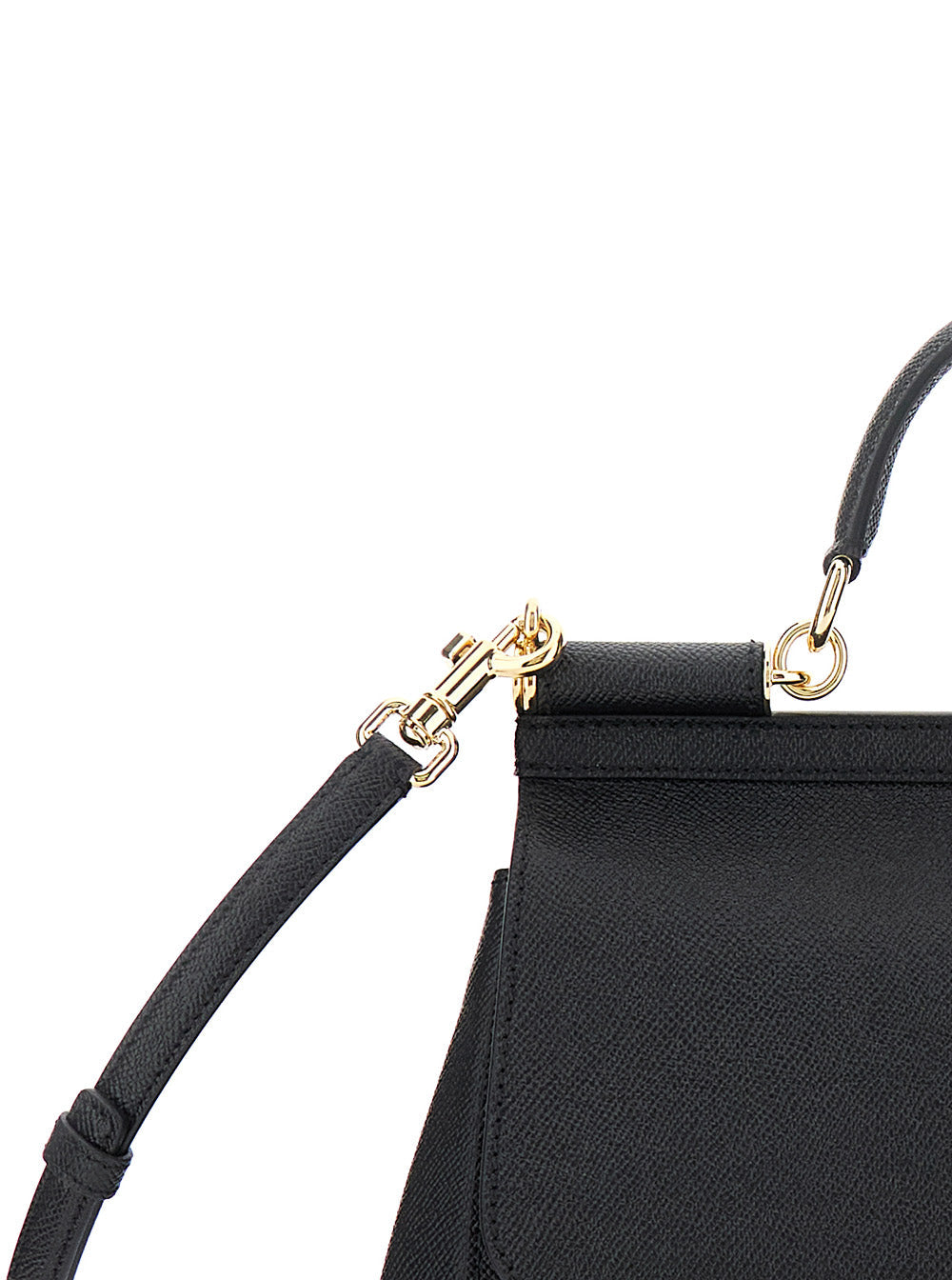 Dolce & Gabbana Women Black Handbag With Adjustable And Removable Shoulder Strap And Logo Plaque On The Front In Grained Leather Woman