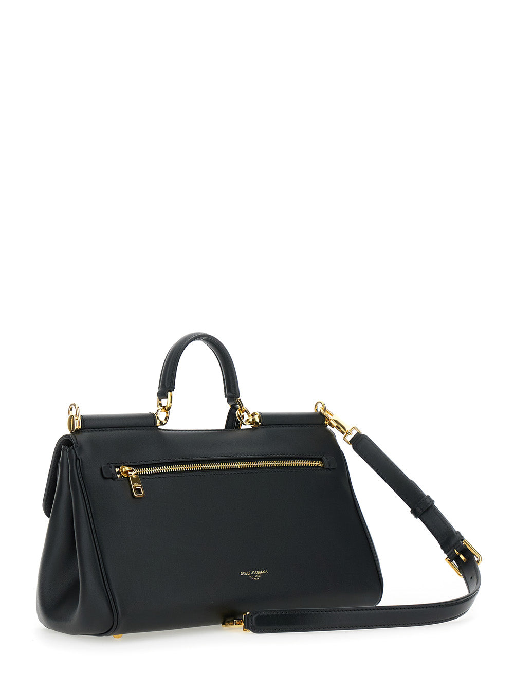 Dolce & Gabbana Women Black Handbag With Padlock Detail And Adjustable And Removable Shoulder Strap In Leather Woman