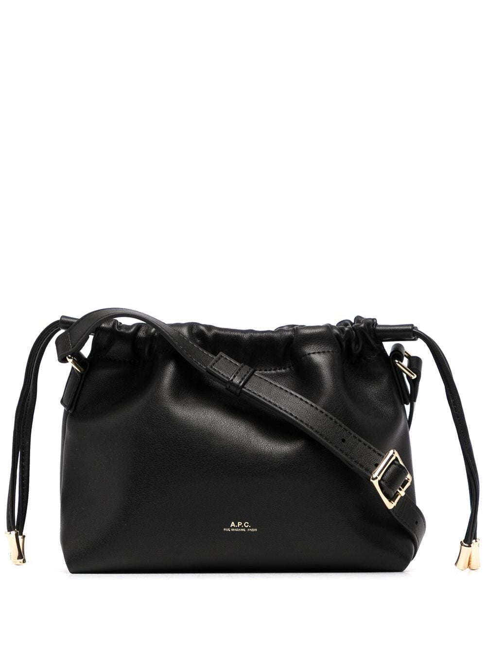 A.P.C. Women 'Ninon' Black Crossbody Bag With Adjustable Shoulder Strap And Drawstring Closure In Ecoleather Woman