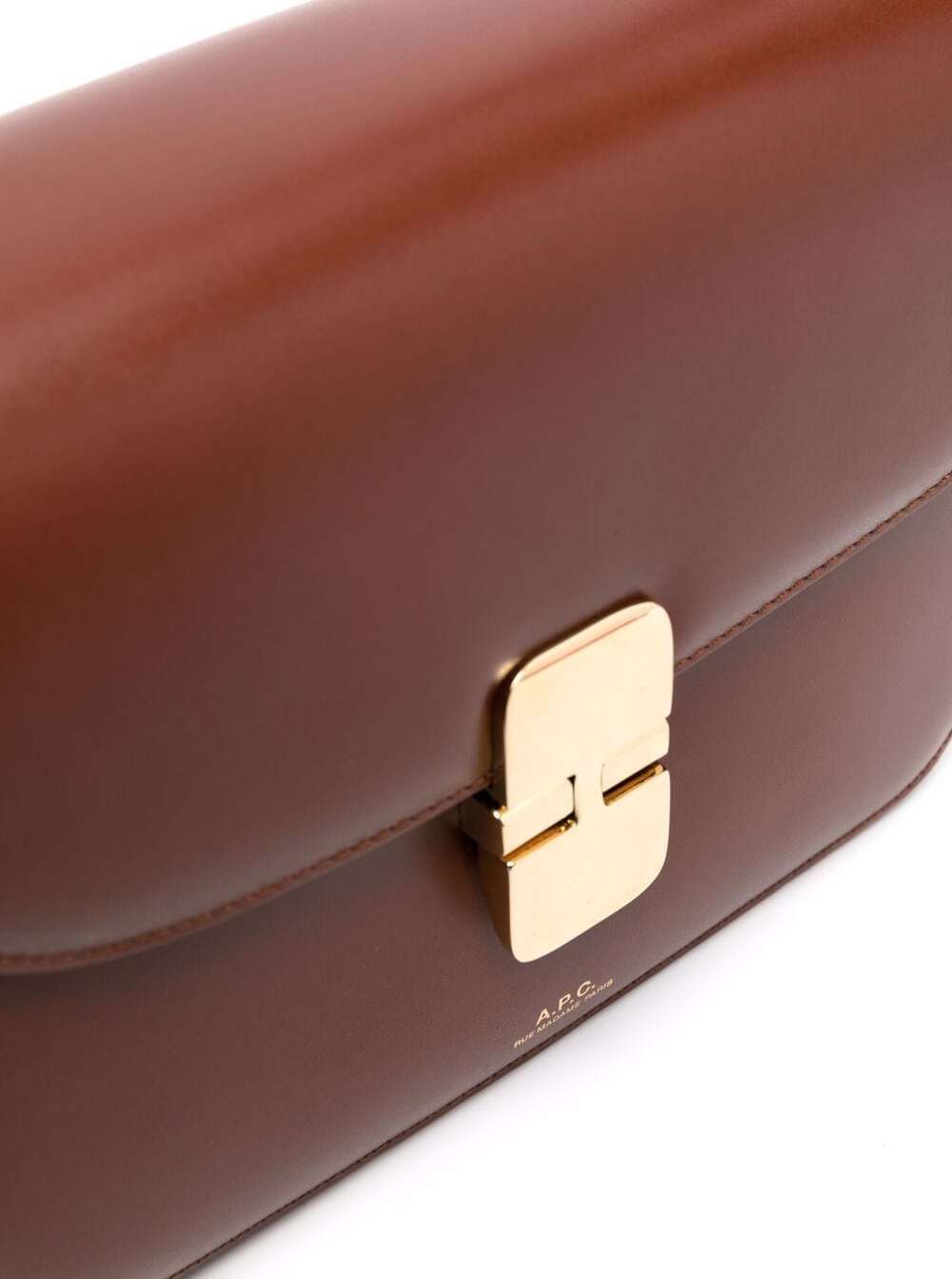 A.P.C. Women 'Grance' Brown Small Crossbody Bag Wirh Embossed Logo Lettering On The Front And Adjustable Shoulder Strap In Leather Woman
