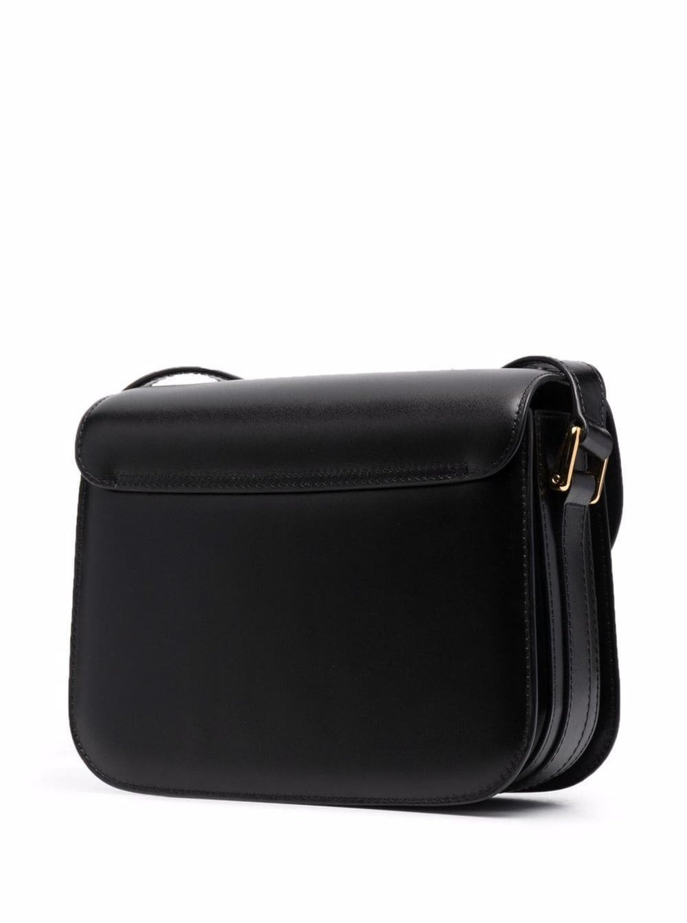 A.P.C. Women 'Grance' Black Small Crossbody Bag Wirh Embossed Logo Lettering On The Front And Adjustable Shoulder Strap In Leather Woman