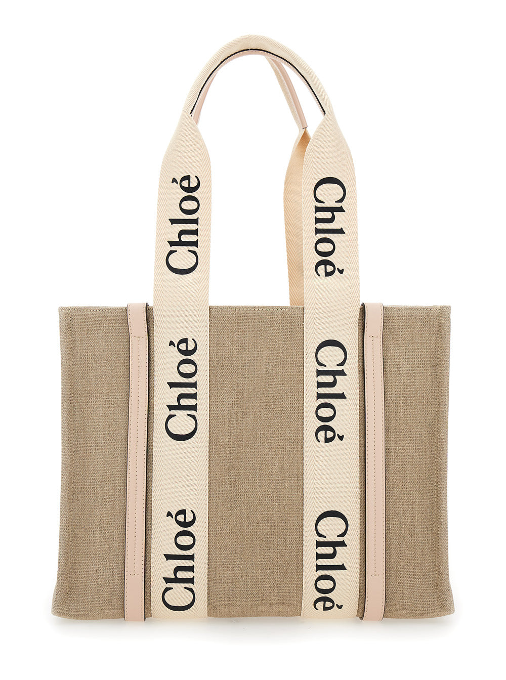 Chloé Women 'Medium Woody' Beige Handbag With Logo In Canvas Woman