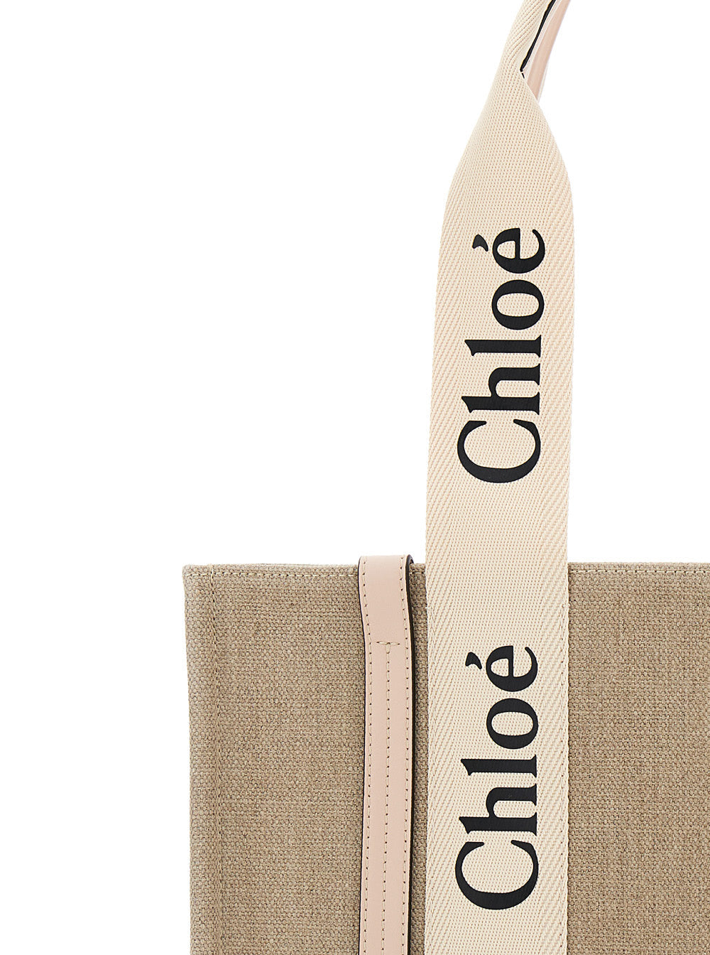 Chloé Women 'Medium Woody' Beige Handbag With Logo In Canvas Woman