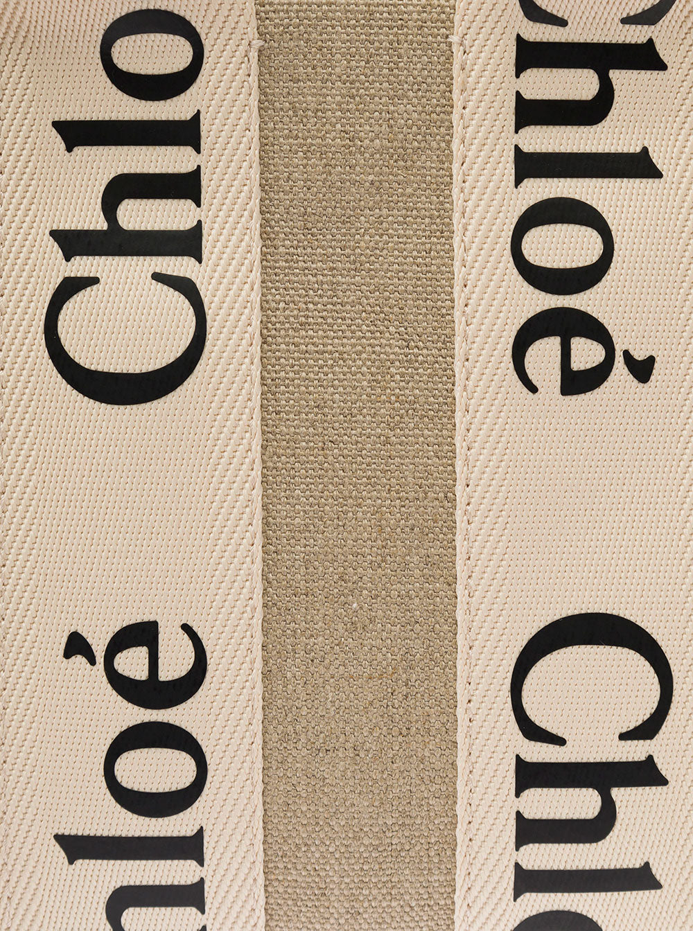 Chloé Women 'Woody' Multicolor Tote Bag With Shoulder Strap And Ribbon In Leather And Linen Canvas Woman Chloé