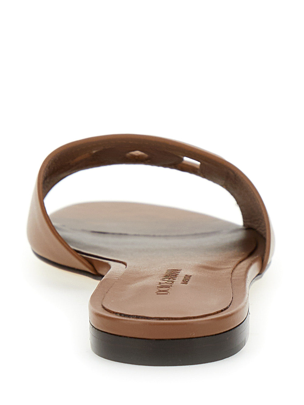 Dolce & Gabbana Women Slide Sandals With Cut Out Logo In Leather Woman