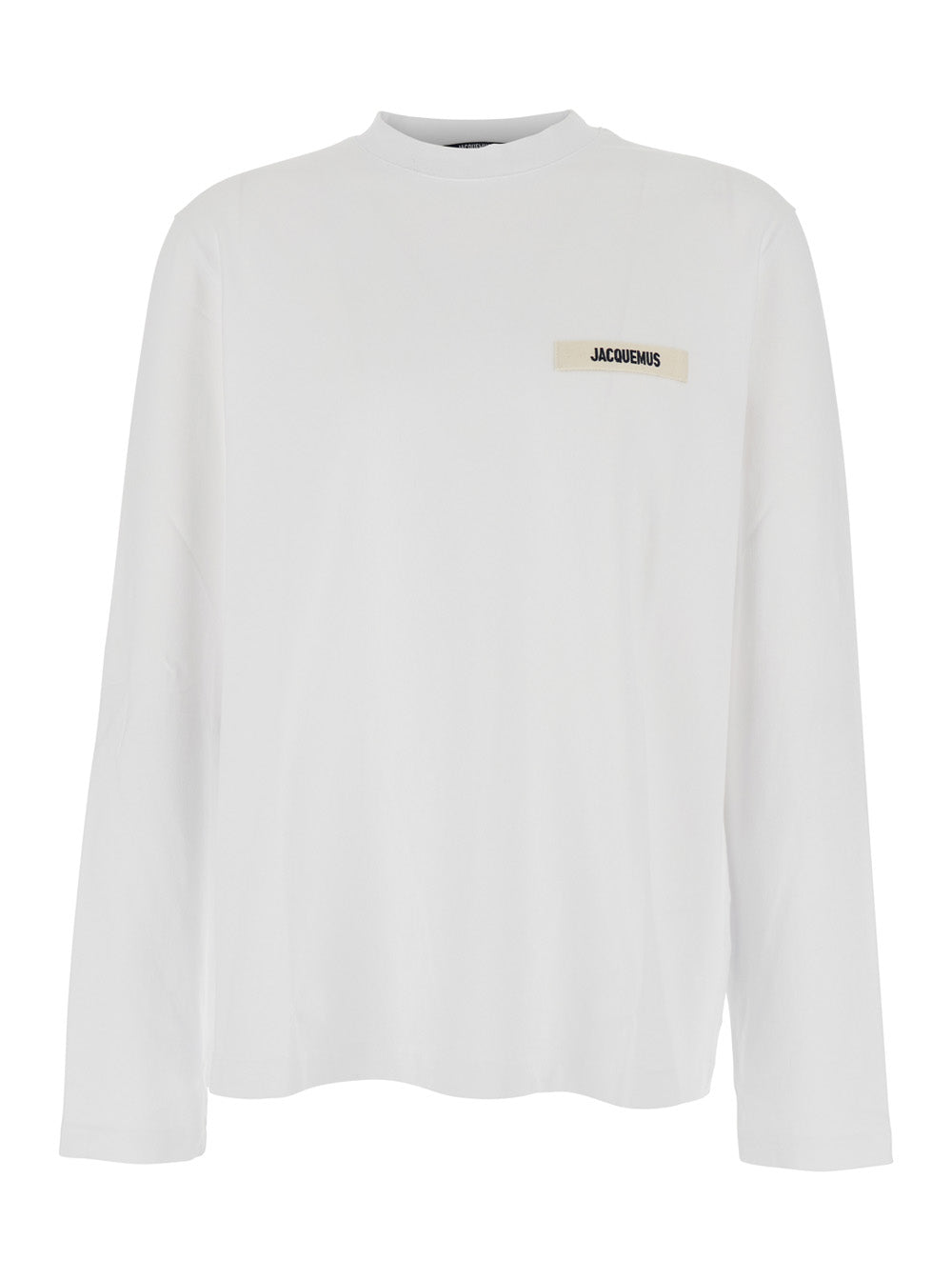 Jacquemus Men 'Le T-Shirt Gros Grain' White Crewneck T-Shirt With Logo Patch On The Front In Cotton Man