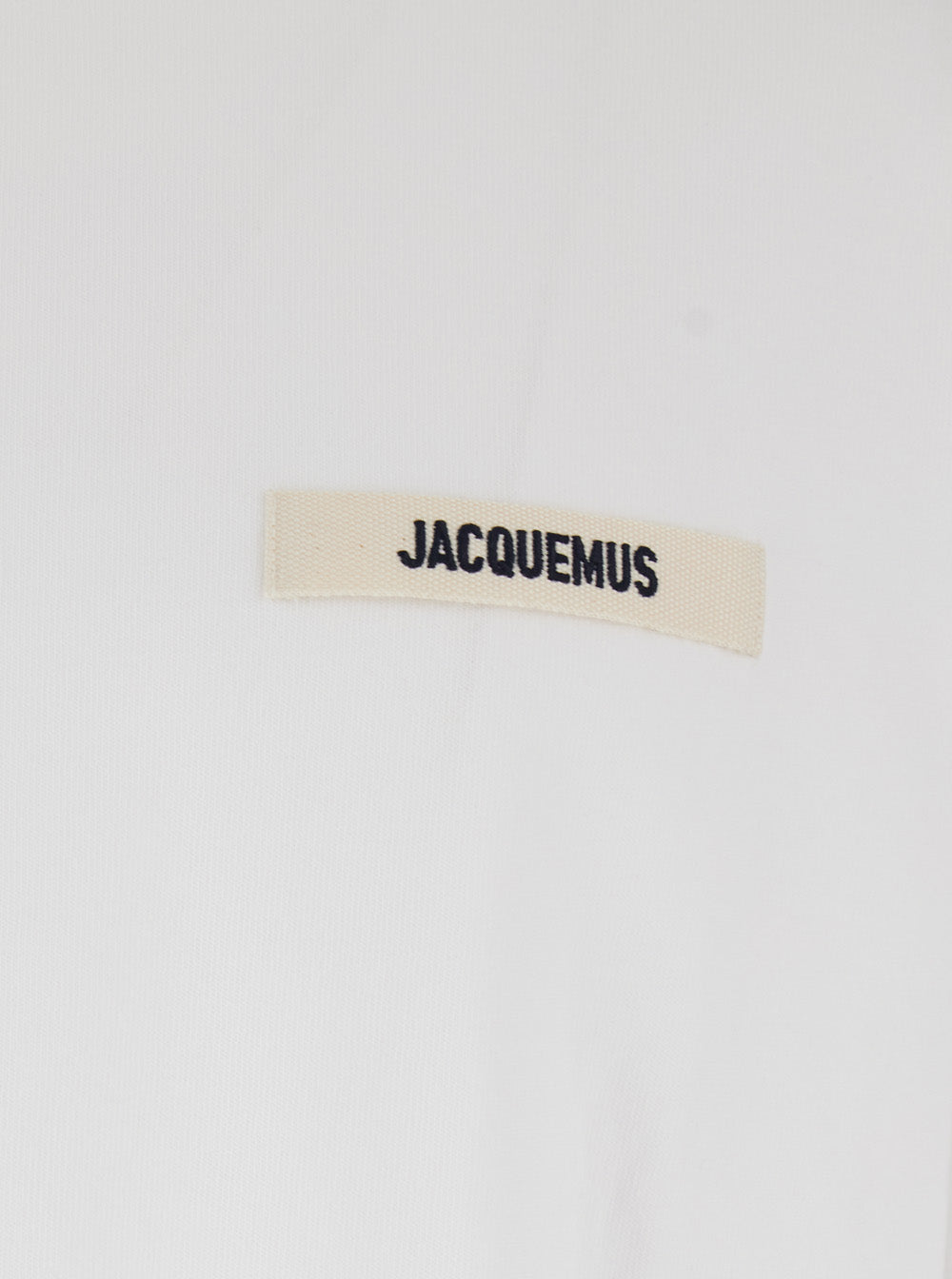 Jacquemus Men 'Le T-Shirt Gros Grain' White Crewneck T-Shirt With Logo Patch On The Front In Cotton Man