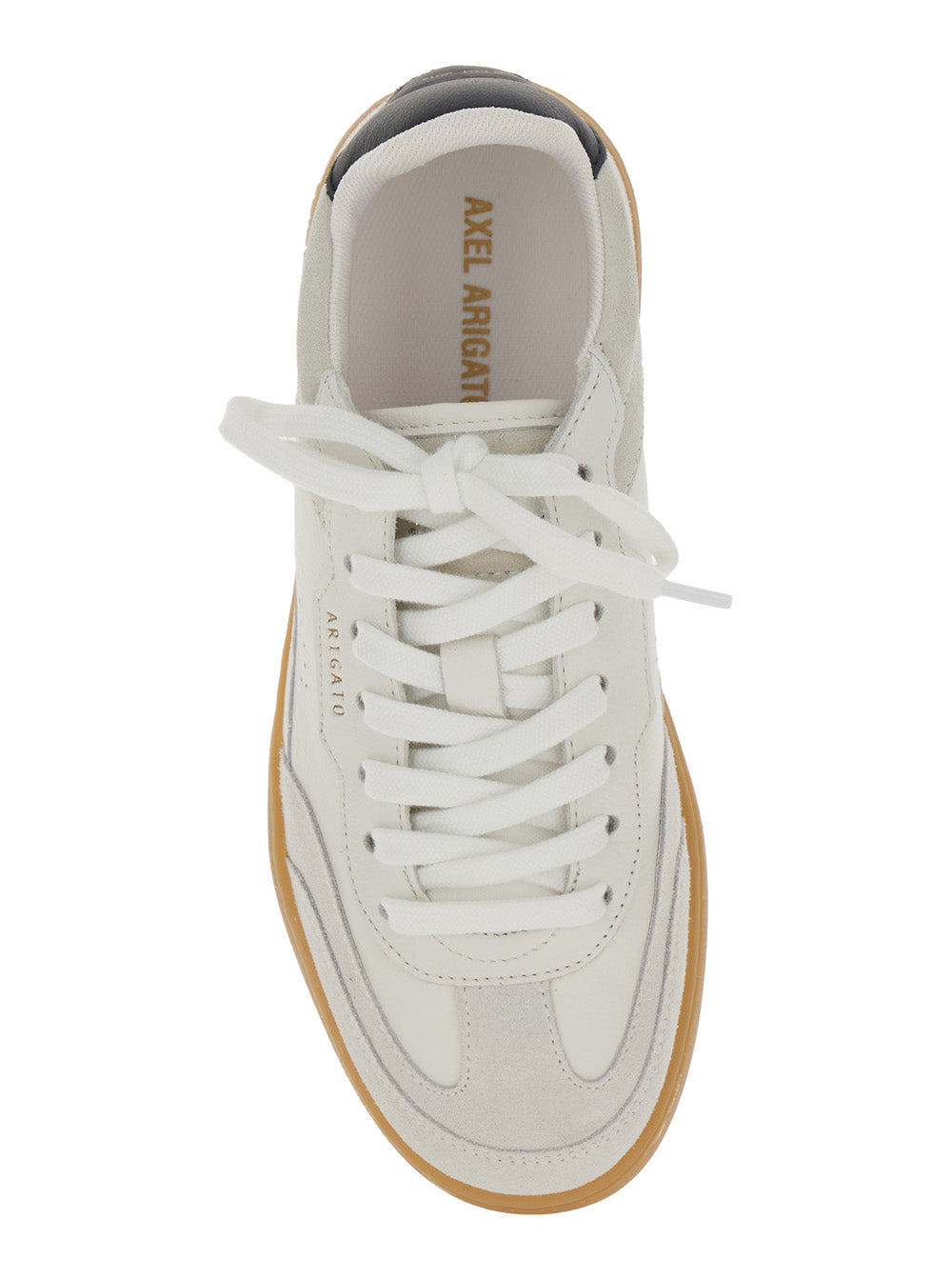 Axel Arigato Women 'Dice T-Toe' White Low Top Sneakers With Logo Patch On The Tongue And Logo Lettering On The Rear In Leather Man