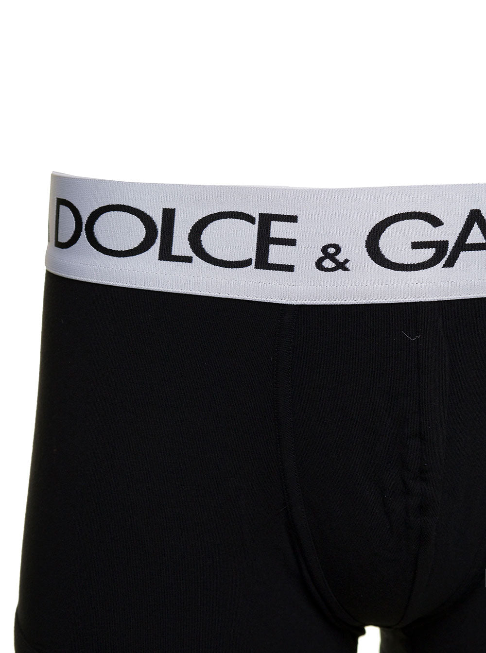 Dolce & Gabbana Men Black Boxer Briefs With Branded Waistband In Stretch Cotton Man