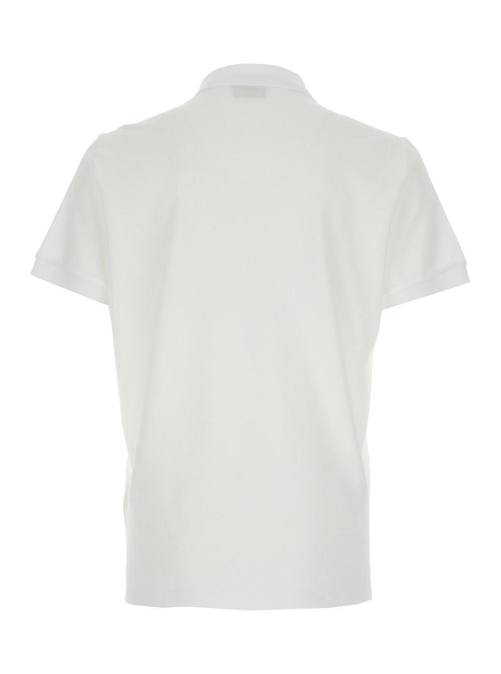 Fendi Men White Polo Shirt With Classic Collar And Metallic Ff Plaque On The Front In Cotton Woman