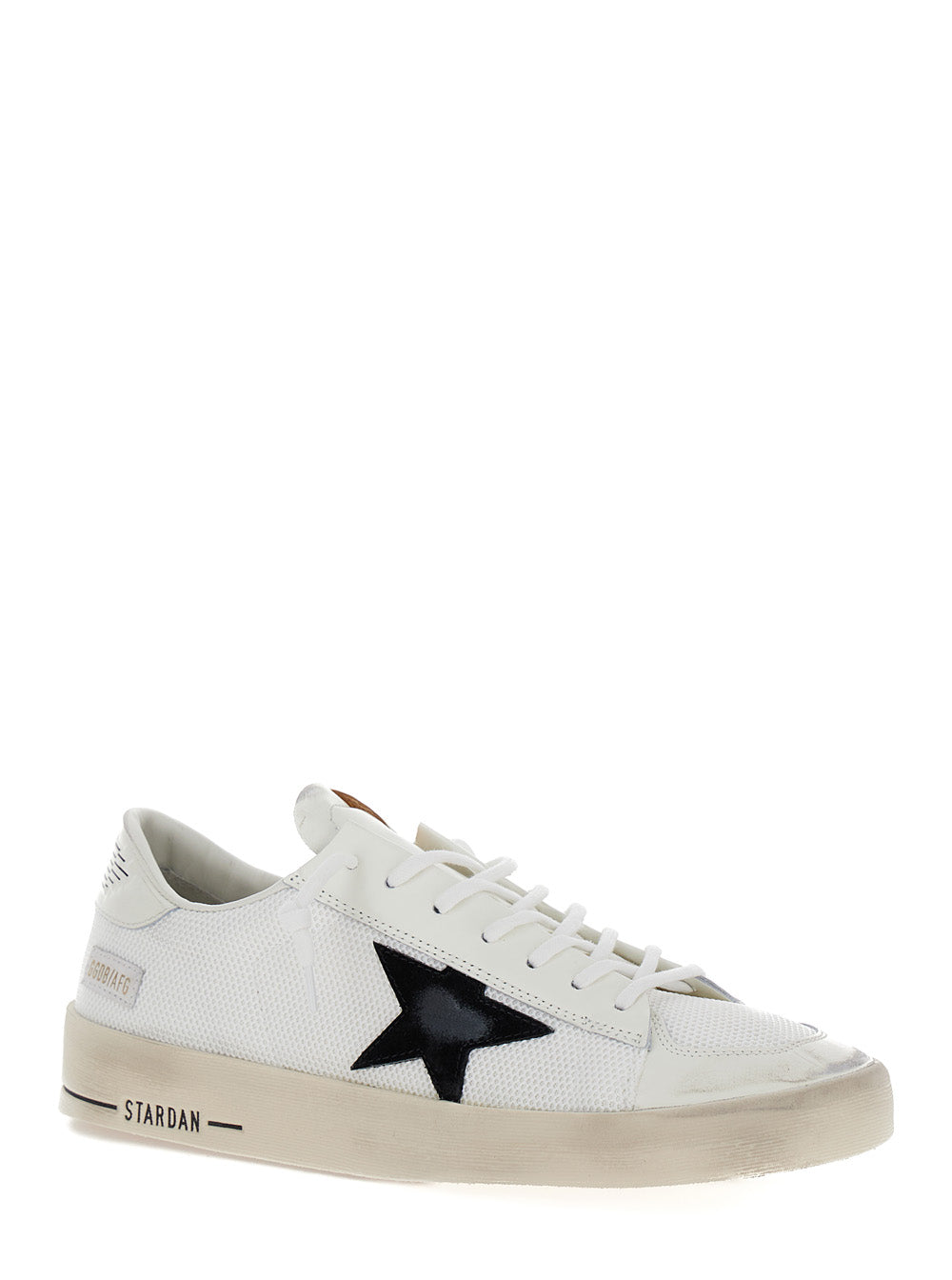 Golden Goose Men 'Stardan' White Low Top Sneakers With Star Patch In Leather And Fabric Man