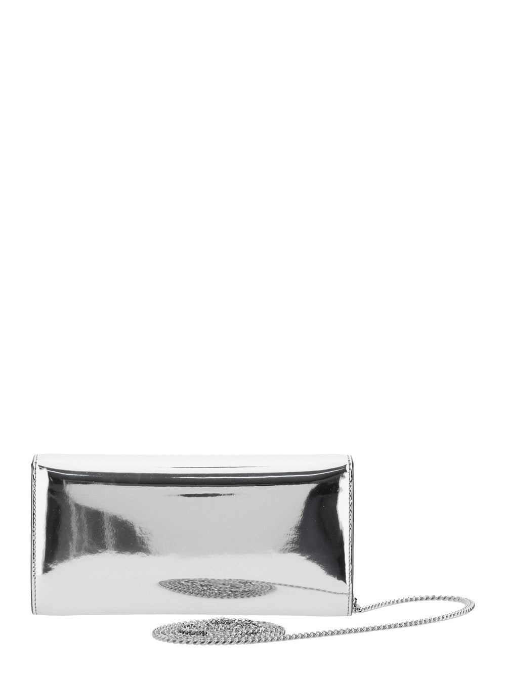 Jimmy Choo Women 'Emmie' Metallic Envelope Clutch With Logo Lettering On The Front And Chain-Link Shoulder Strap In Leather And Fabric Blend Woman