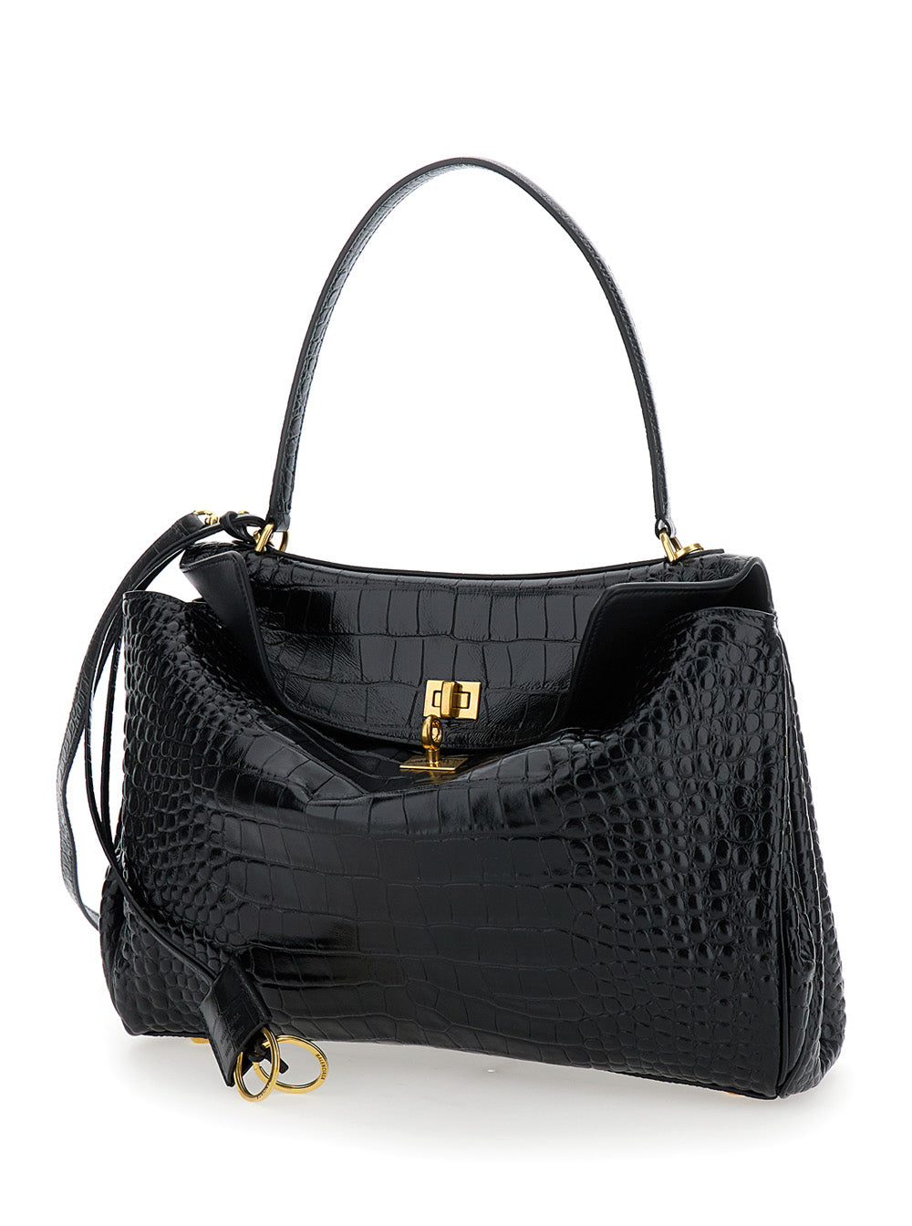 Balenciaga Women 'Rodeo' Black Handbag With Removable Shoulder Strap In Leather Woman