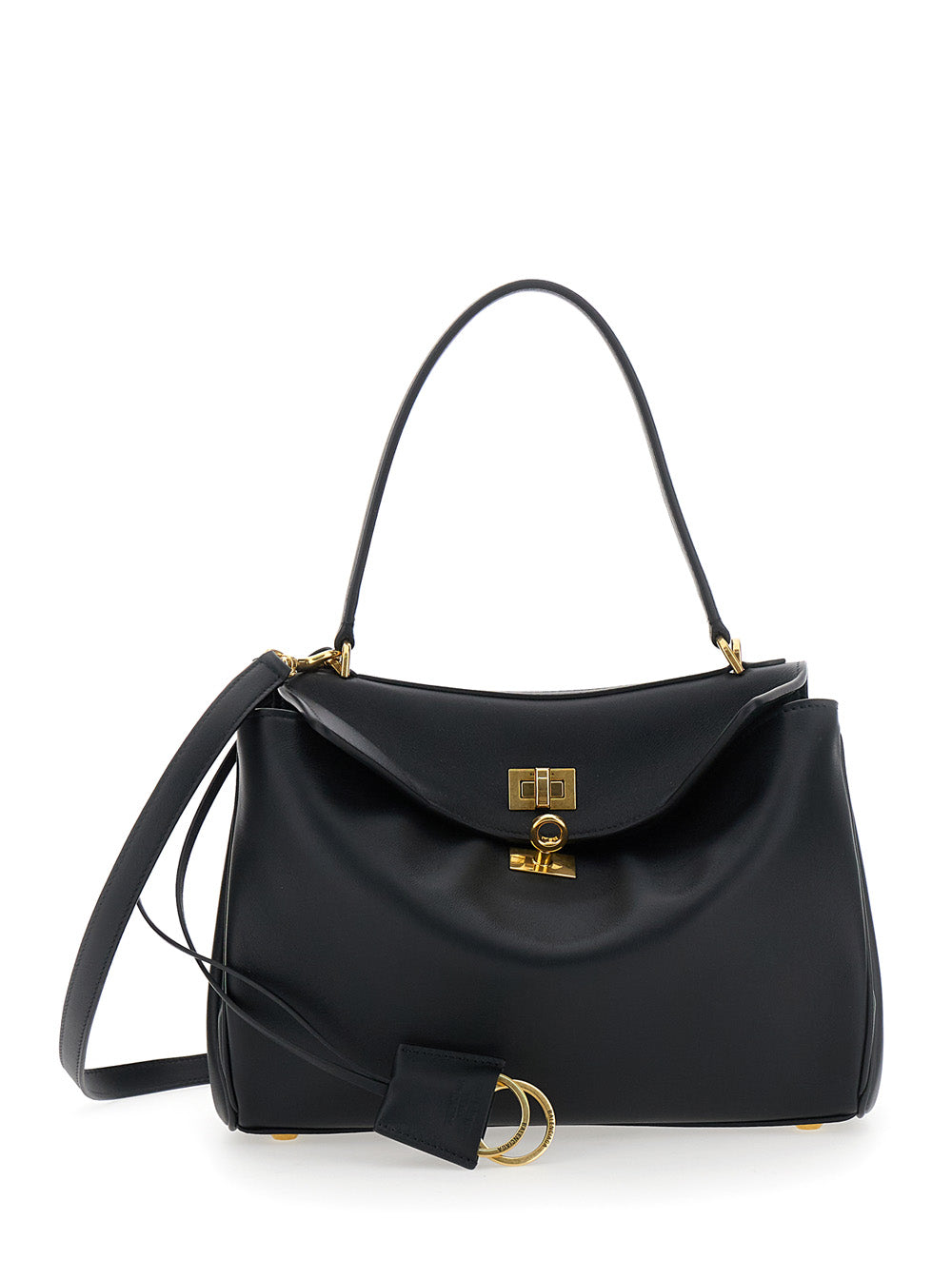 Balenciaga Women 'Small Rodeo' Black Handbag With Detachable Key Holder In Smooth Leather Woman