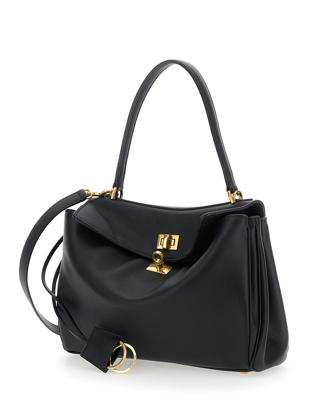 Balenciaga Women 'Small Rodeo' Black Handbag With Detachable Key Holder In Smooth Leather Woman