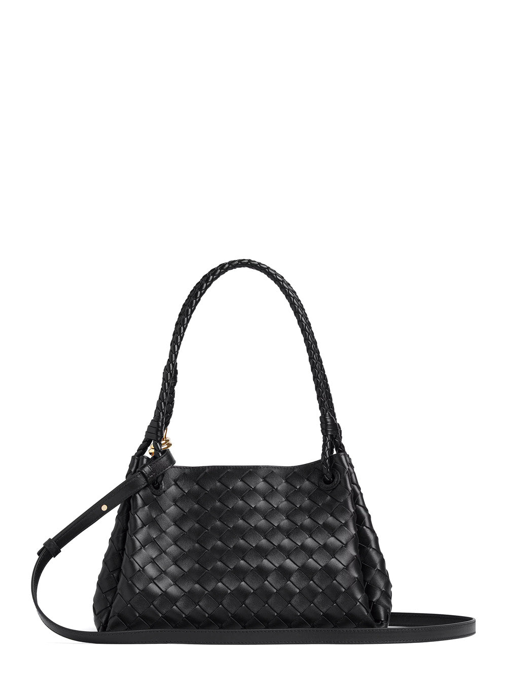 Bottega Veneta Women 'Parachutte' Black Shoulder Bag With Knot Detail And Intrecciato Motif In Leather Woman