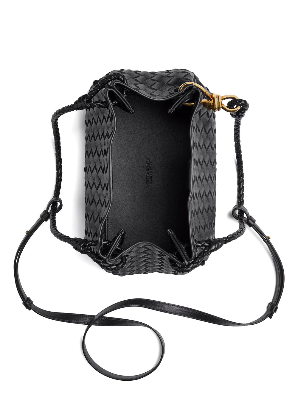 Bottega Veneta Women 'Parachutte' Black Shoulder Bag With Knot Detail And Intrecciato Motif In Leather Woman