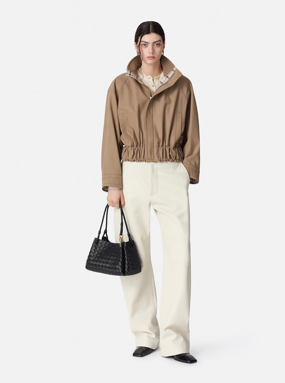 Bottega Veneta Women 'Parachutte' Black Shoulder Bag With Knot Detail And Intrecciato Motif In Leather Woman