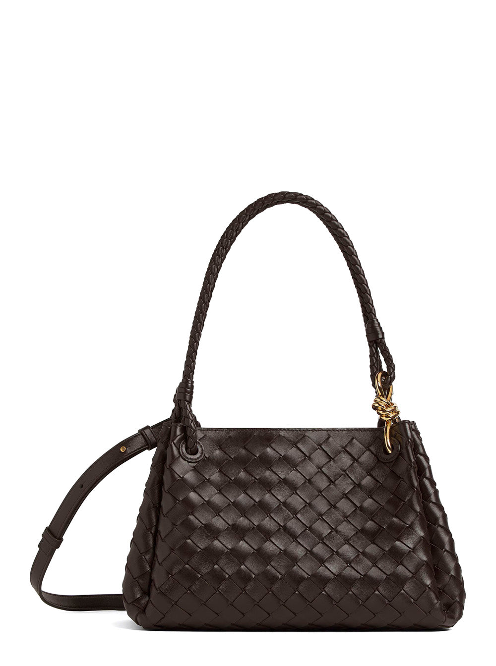 Bottega Veneta Women 'Parachutte' Brown Shoulder Bag With Knot Detail And Intrecciato Motif In Leather Woman
