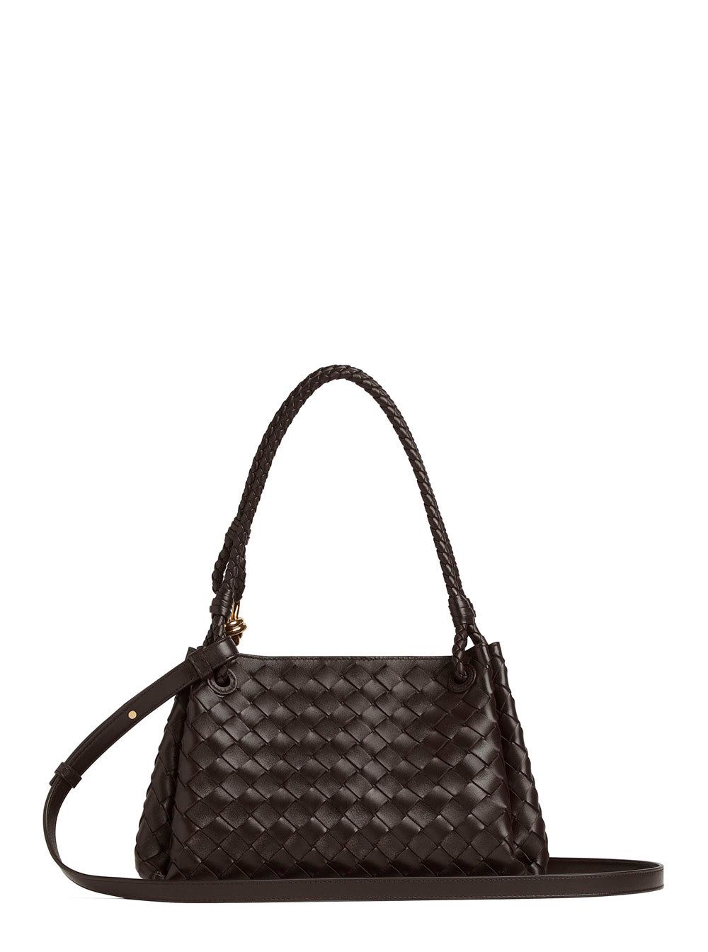 Bottega Veneta Women 'Parachutte' Brown Shoulder Bag With Knot Detail And Intrecciato Motif In Leather Woman