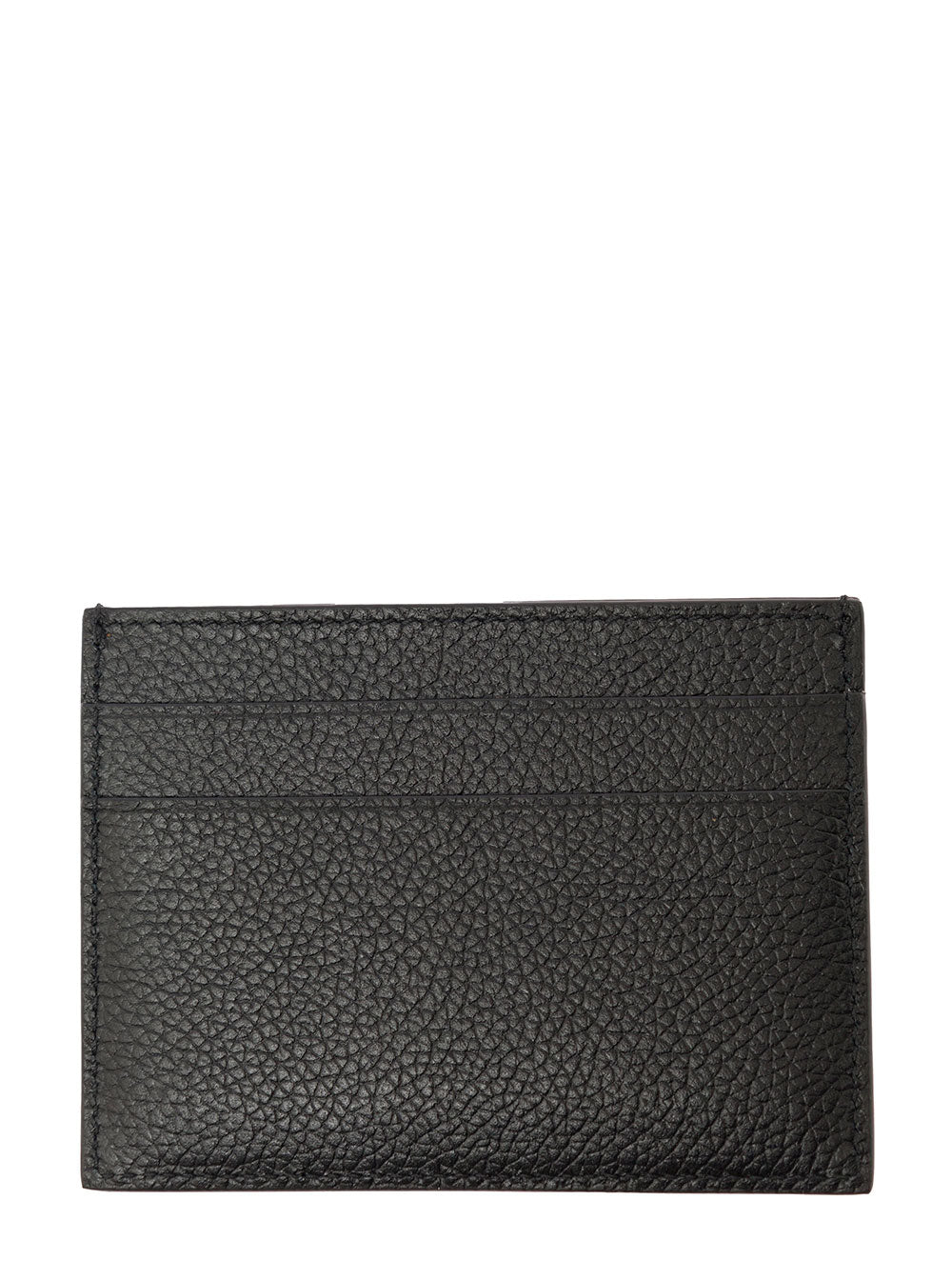 Balenciaga Men Black Card Holder With Logo Lettering On The Front In Grained Leather Man