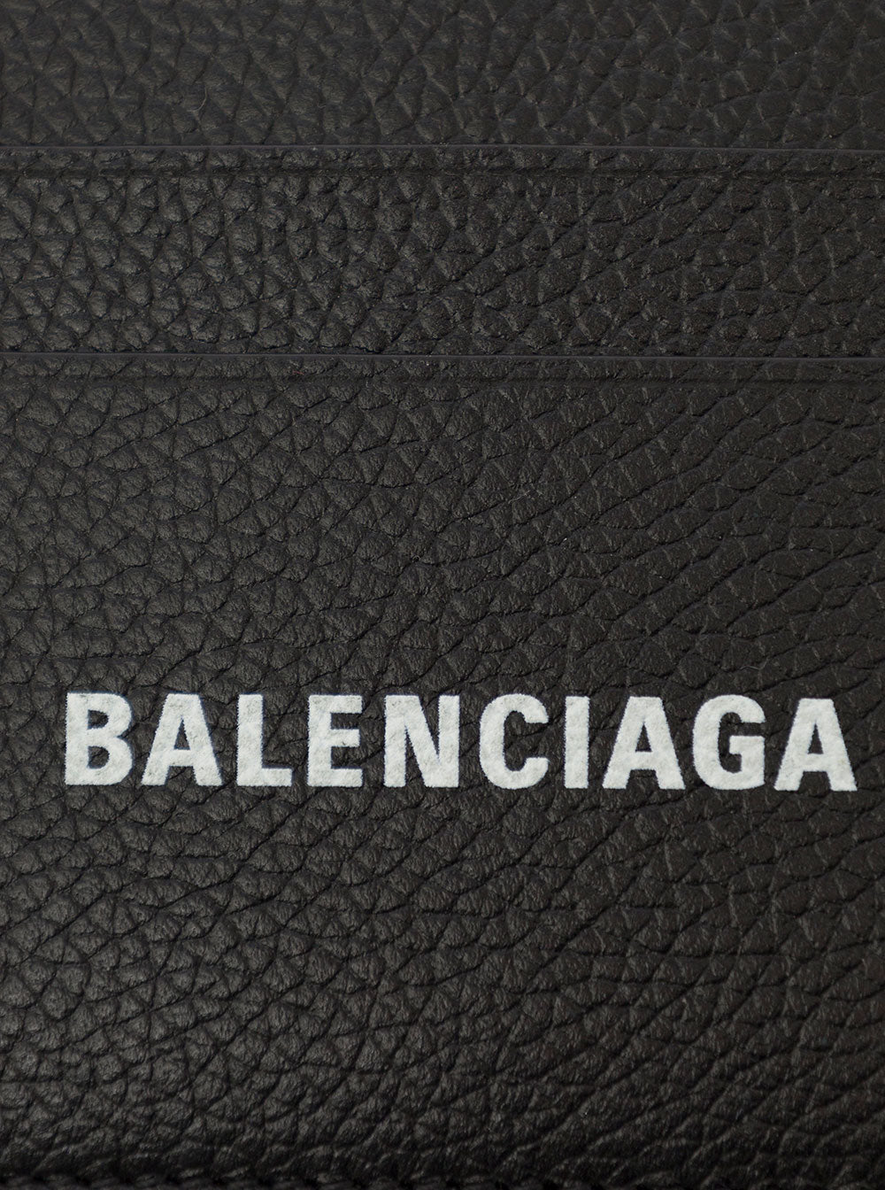 Balenciaga Men Black Card Holder With Logo Lettering On The Front In Grained Leather Man